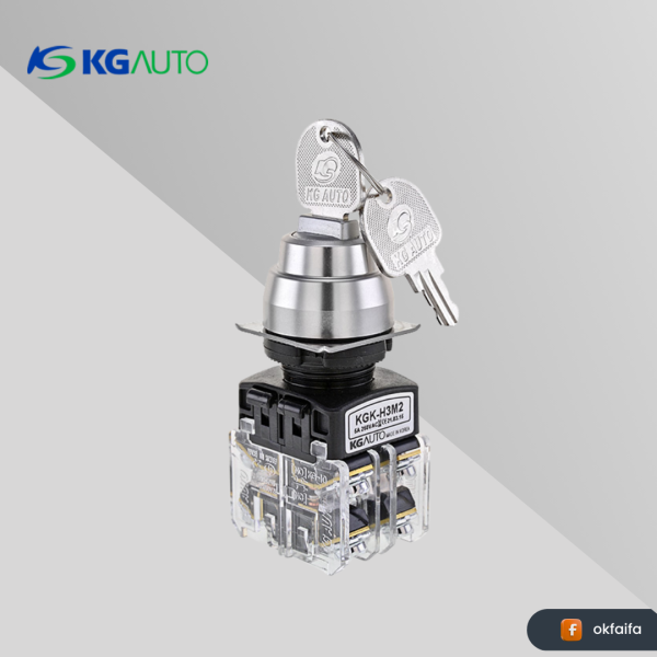 KG auto Key selector switch [KGK-H3M2C, Ø22 High-grade H- Aluminum guide,-,3 manual return-Center,2a2b,-]