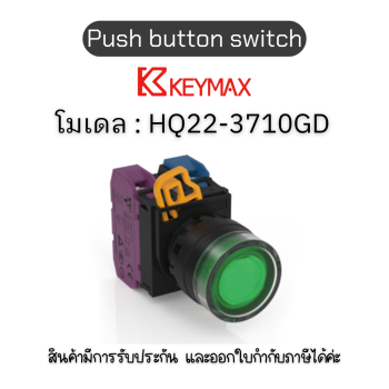 สวิตซ์ Push button switch 22mm green Maintained Flush LED 1a1b 24Vdc] Keymax ของแท้! รับประกัน 1 ปี