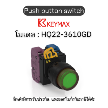 สวิตซ์ Push button switch 22mm green Maintained Extended LED 1a1b 24Vdc] Keymax ของแท้! รับประกัน 1 ปี