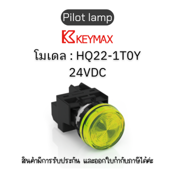 สวิตซ์ Pilot lamp 22mm yellow 24VDC Indicator(Lamp) Flush] Keymax ของแท้! รับประกัน 1 ปี